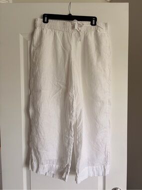 J.Crew 100% Linen White Cropped Wide-Leg Pants – Size M